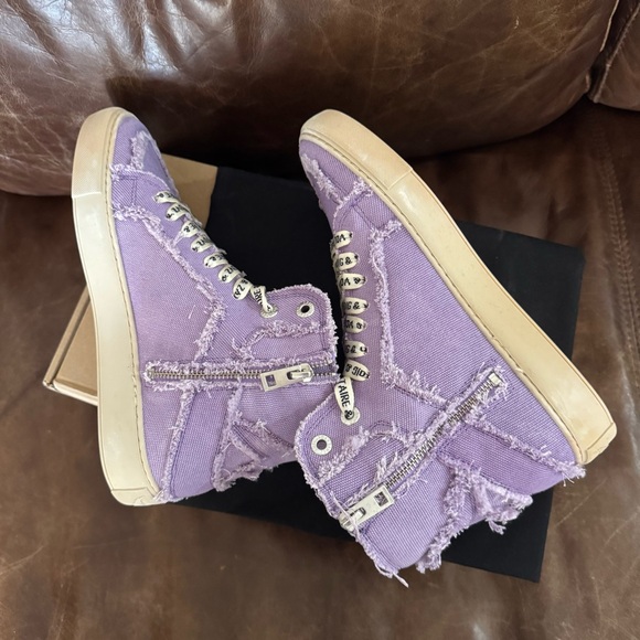 NEW Zadig & Voltaire Women's Purple Canvas Boomerang Tigh Top Sneakers Size 6.5 - Picture 5 of 11